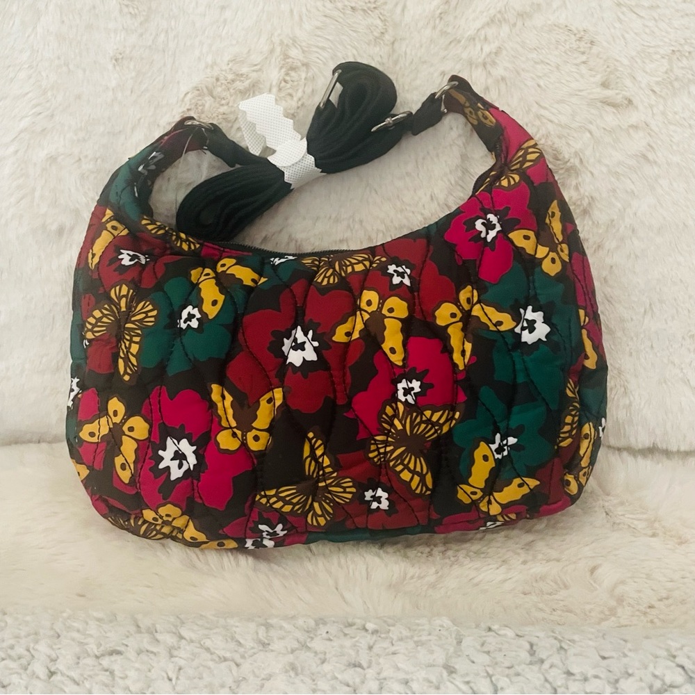 Time and Tru Butterfly and Floral Quilted Soft Crossbody Bag